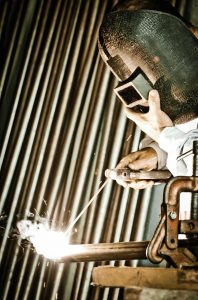 Welding a piece of metal